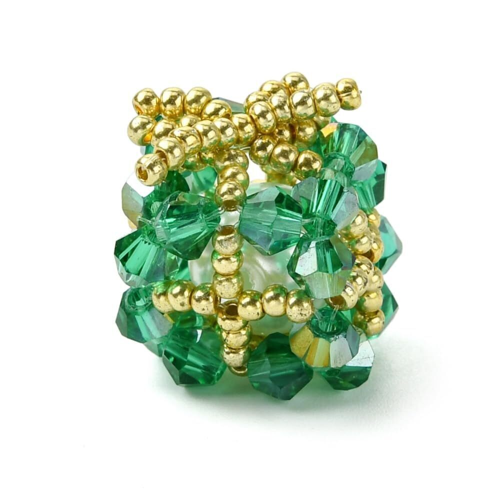 9942 5Pcs Christmas Wrapped Present Glass Charm Handmade Seed Beaded